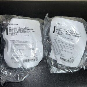 (2 Lot) McKesson Adult Medium Concentration Oxygen  Mask 7' Oxygen Tubing